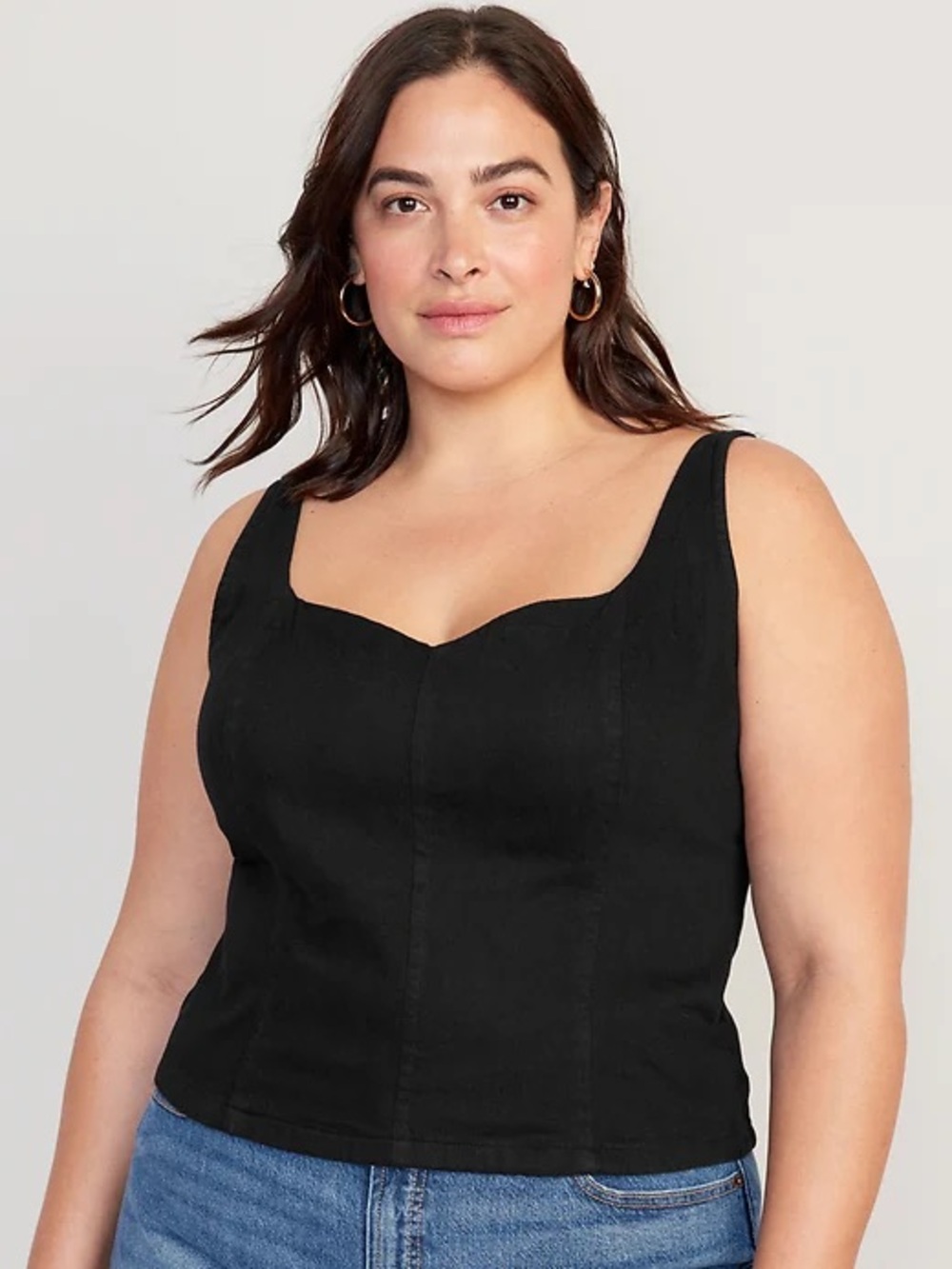 Old Navy Women’s Black Sweetheart Fitted Cropped Tank Top Size L Large